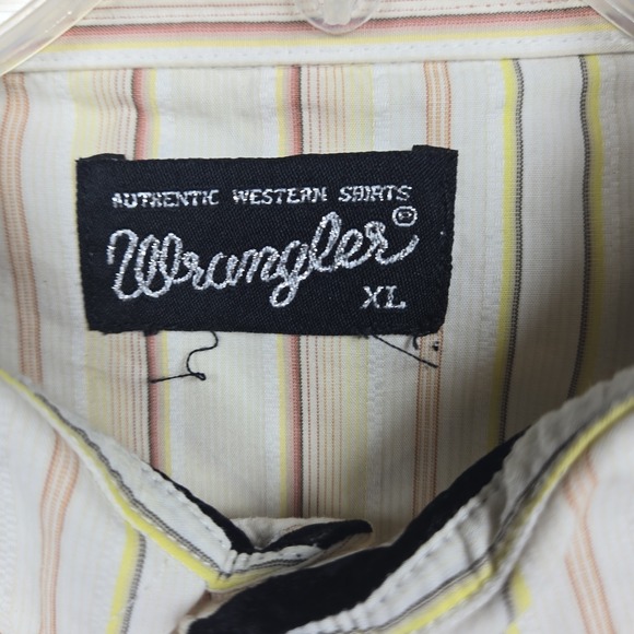 VTG Wrangler Western Long Sleeve Mens XL Pearl Snap Cowboy Y2K Pastel Stripe - Picture 5 of 5